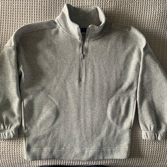 Old Navy Pullover 3/4 zip, front pockets, girl's size XL (14-16) in oatmeal - Picture 1 of 3